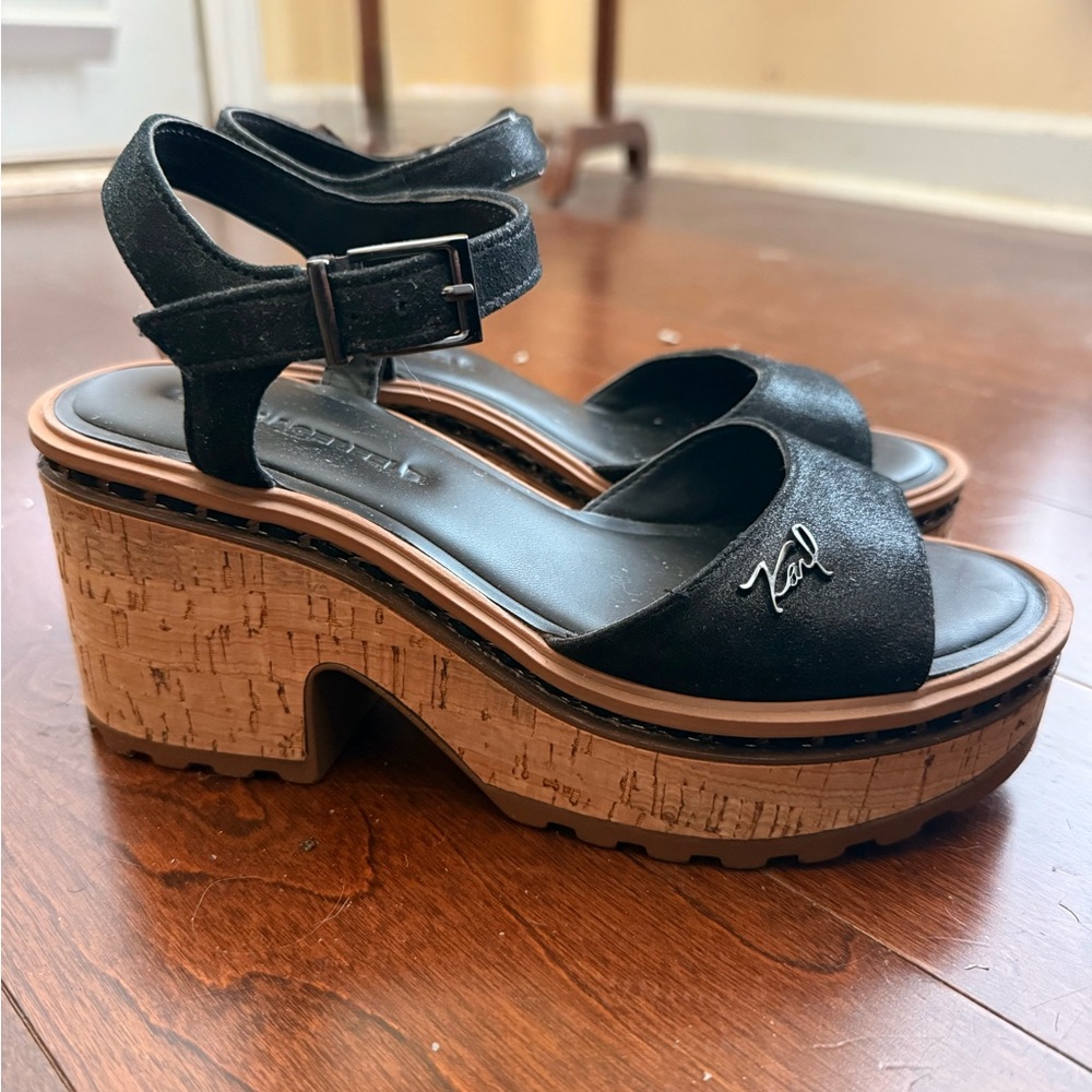 Karl Lagerfeld Black Platform Sandals